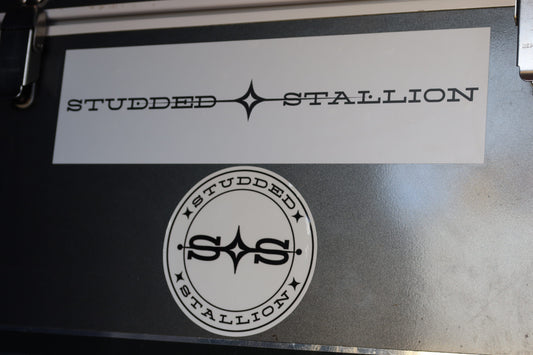 Studded Stallion Round Logo Sticker