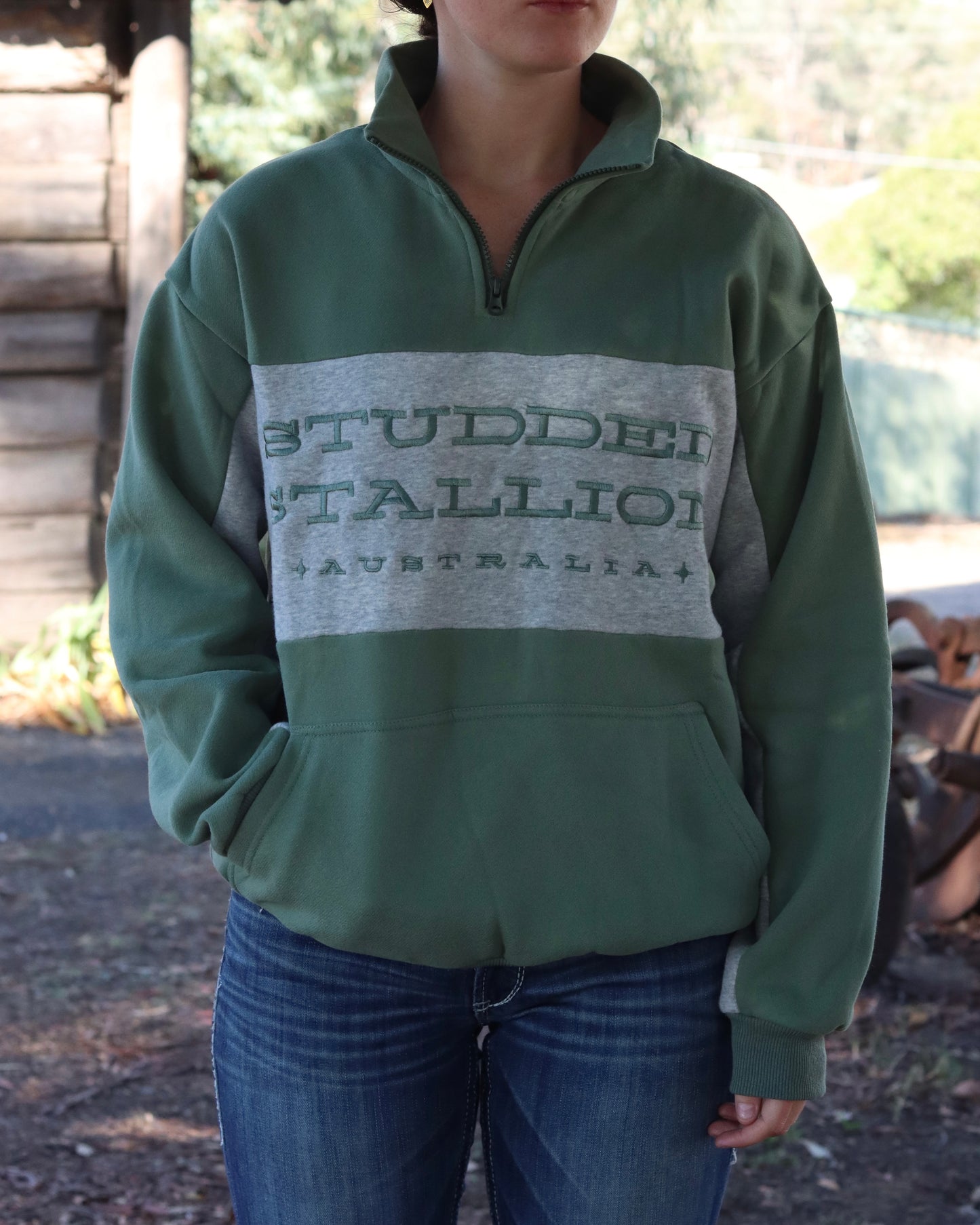 Quarter Mile Jumper Green/Grey