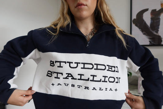 Navy & White Quarter Zip Jumper