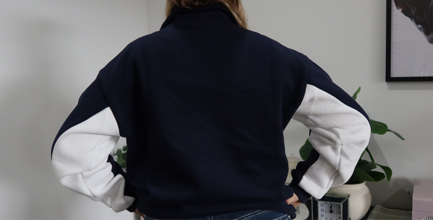 Navy & White Quarter Zip Jumper