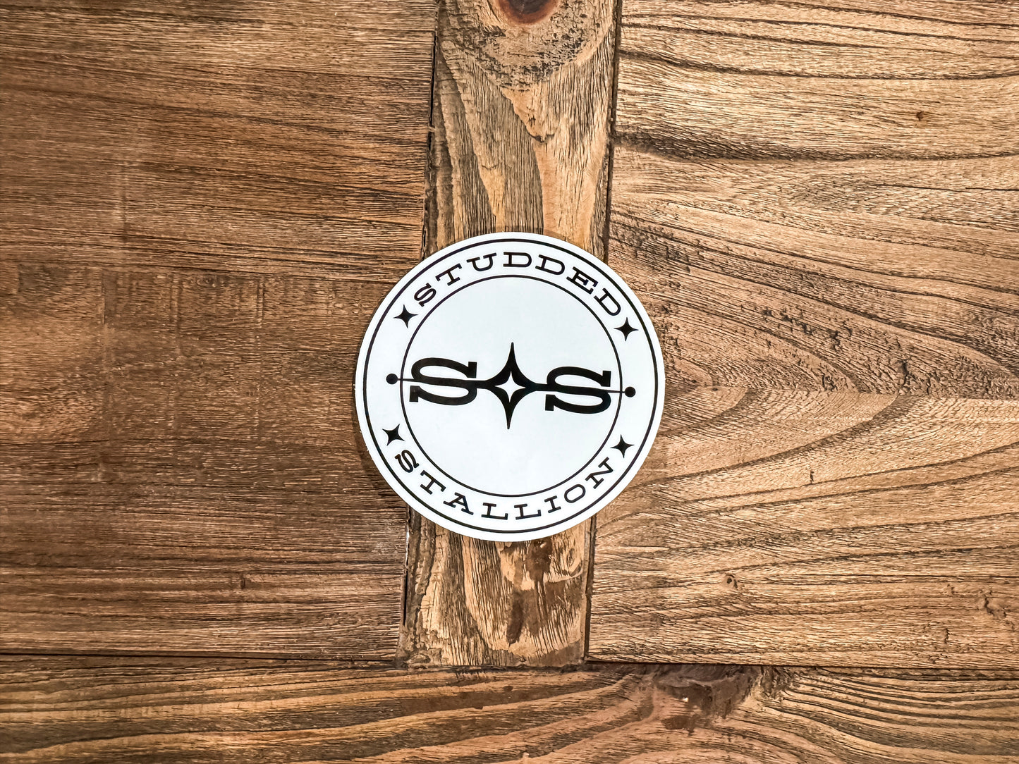 Studded Stallion Round Logo Sticker